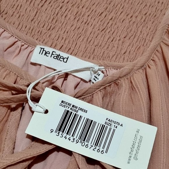 THE FATED Meiere Mini Dress Dusty Pink - Size 14 BNWT - Picture 8 of 9
